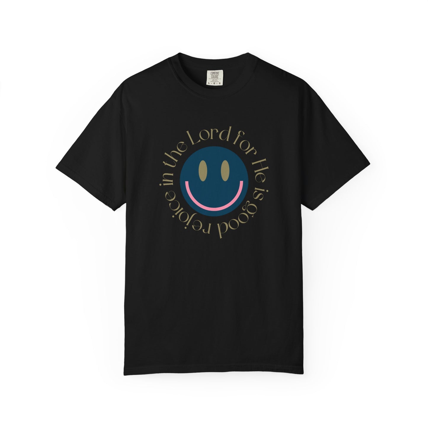 Rejoice in the Lord Smiley Face Christian T-Shirt, Unisex Tee, Inspirational Clothing, Gift for Believers, Casual Wear, Faith-Based Apparel