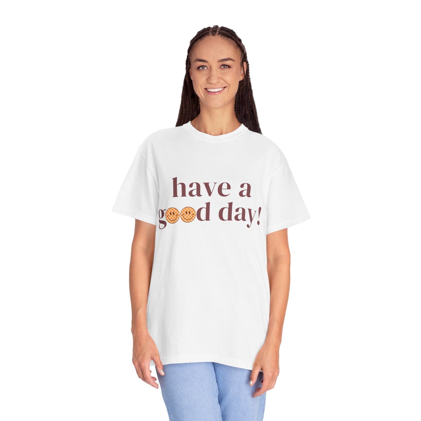 Positive Vibes T-Shirt with Smiley Face - Unisex Garment-Dyed Tee, Gift for Friends, Casual Everyday Wear, Birthday, Encouragement
