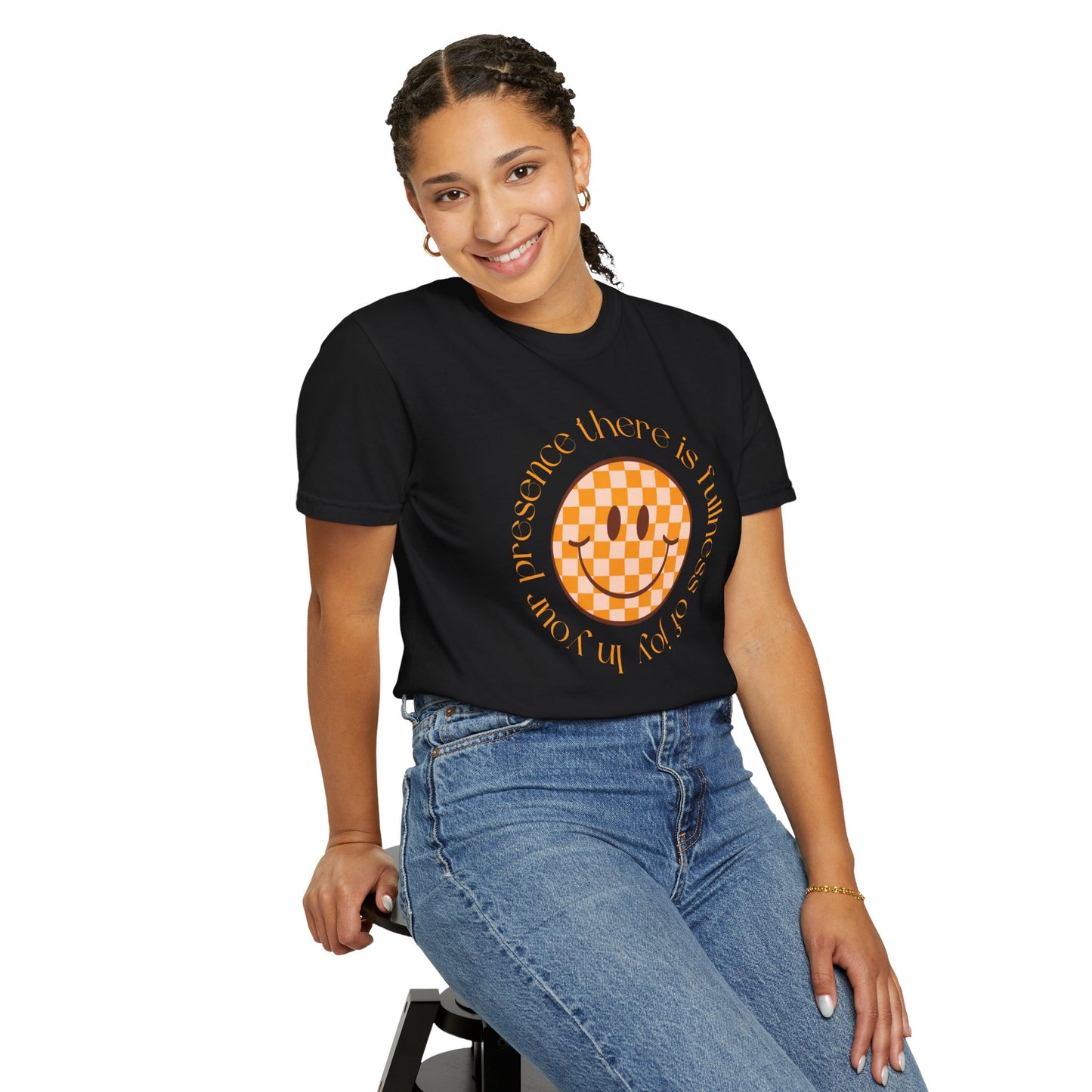 Smiley Face Fullness of Joy Unisex Garment-Dyed T-Shirt, Casual Tee, Streetwear, Gifts for Friends, Summer Vibes, Smile Merchandise