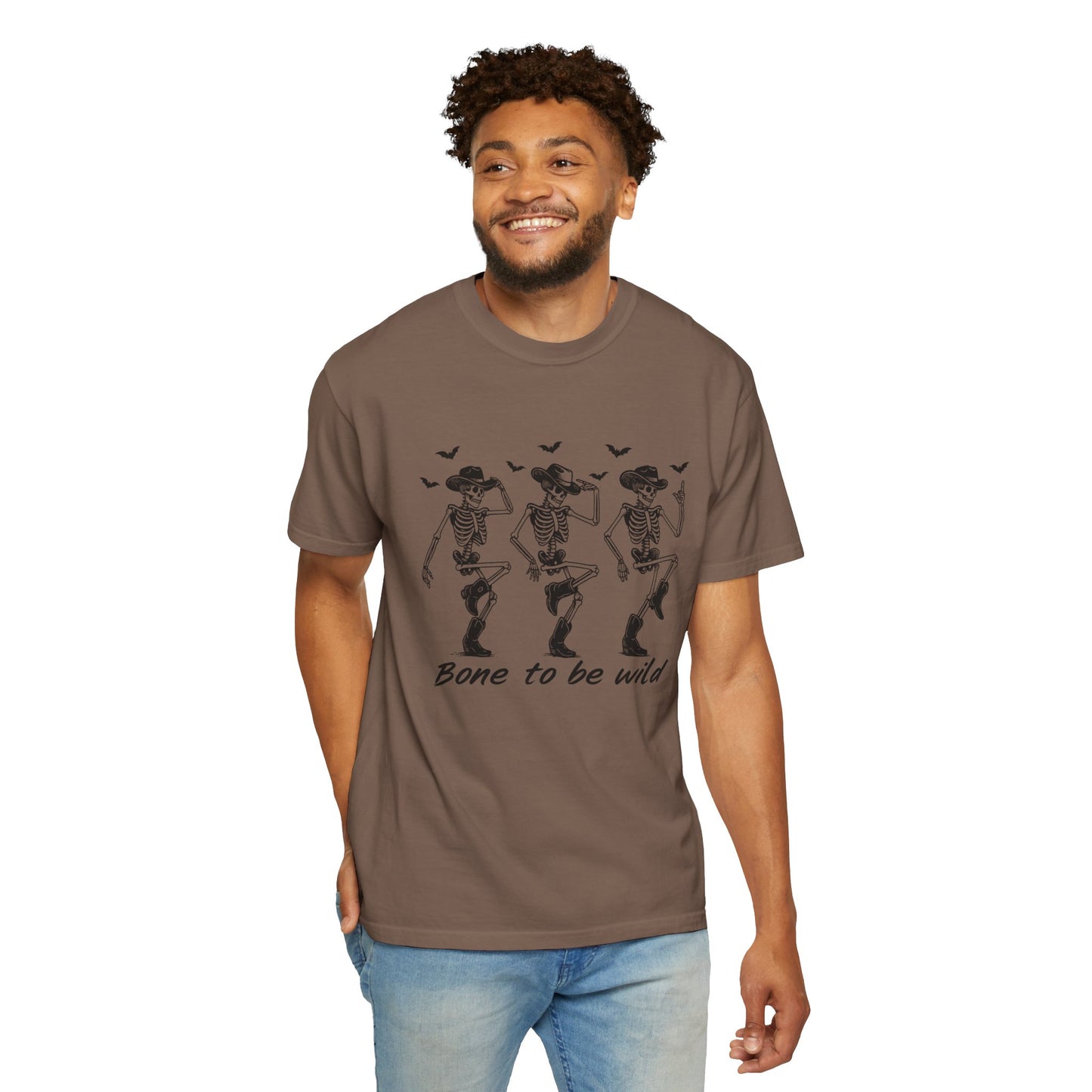 Bone to Be Wild Skeleton T-Shirt, Unisex Halloween Tee, Fun Graphic Shirt, Festive Casual Wear, Gift for Party Lovers