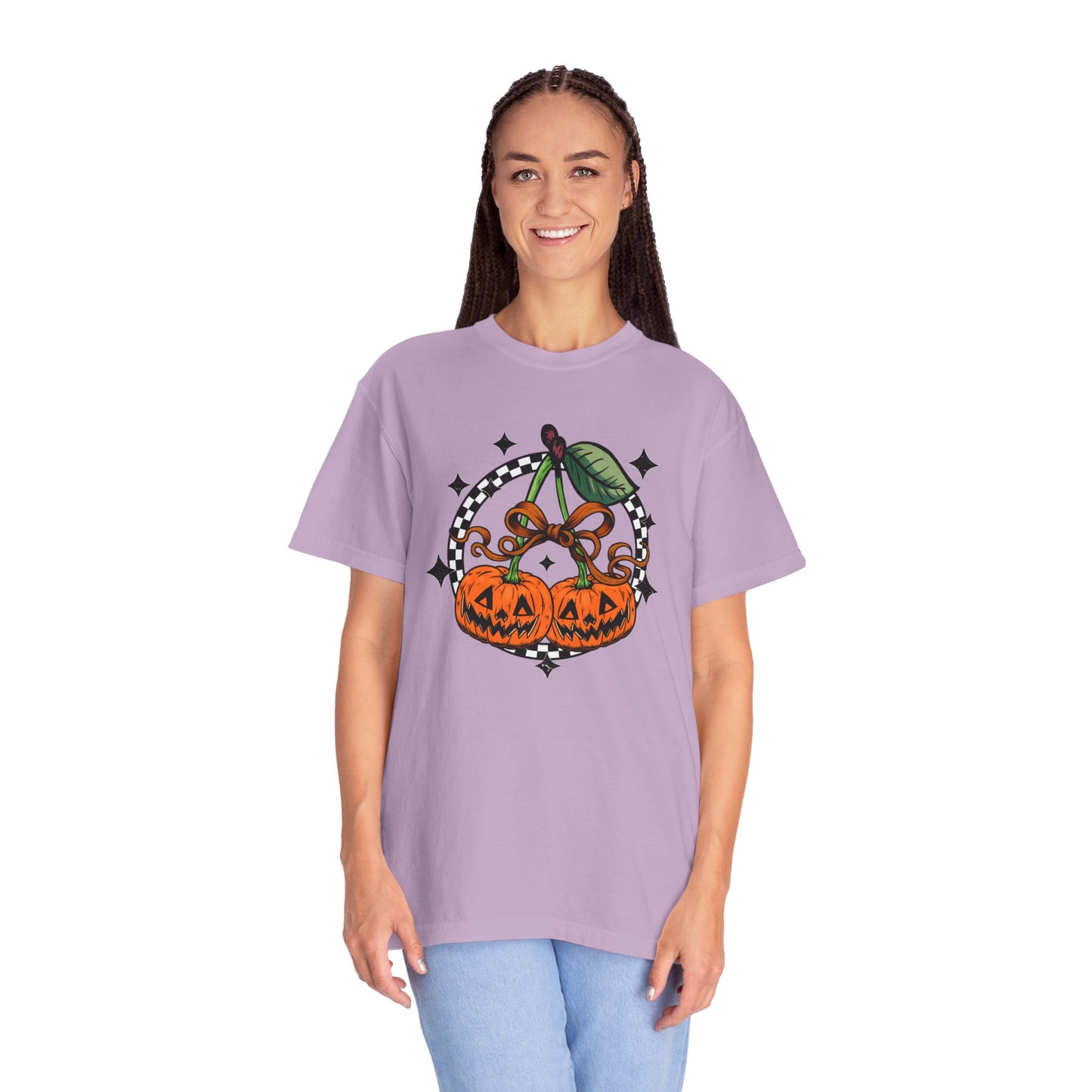 Checkered Pumpkin Unisex T-Shirt | Fall Fashion Tee, Halloween Outfit, Autumn Vibes, Cozy Wear, Gift for Her