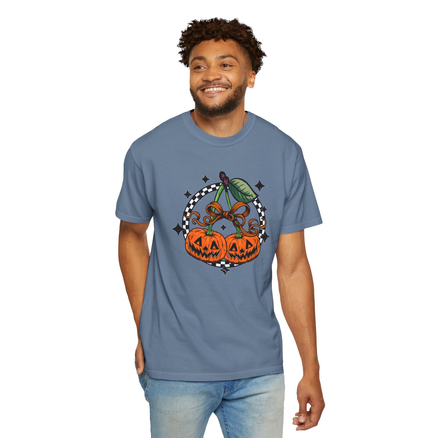 Checkered Pumpkin Unisex T-Shirt | Fall Fashion Tee, Halloween Outfit, Autumn Vibes, Cozy Wear, Gift for Her