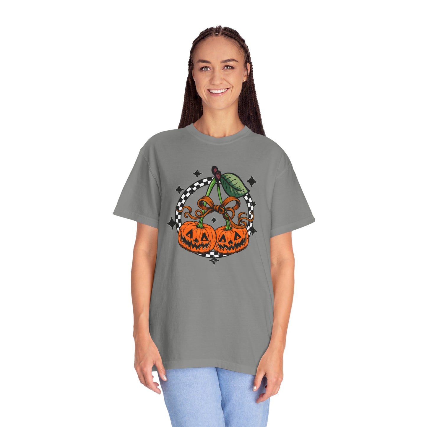 Checkered Pumpkin Unisex T-Shirt | Fall Fashion Tee, Halloween Outfit, Autumn Vibes, Cozy Wear, Gift for Her