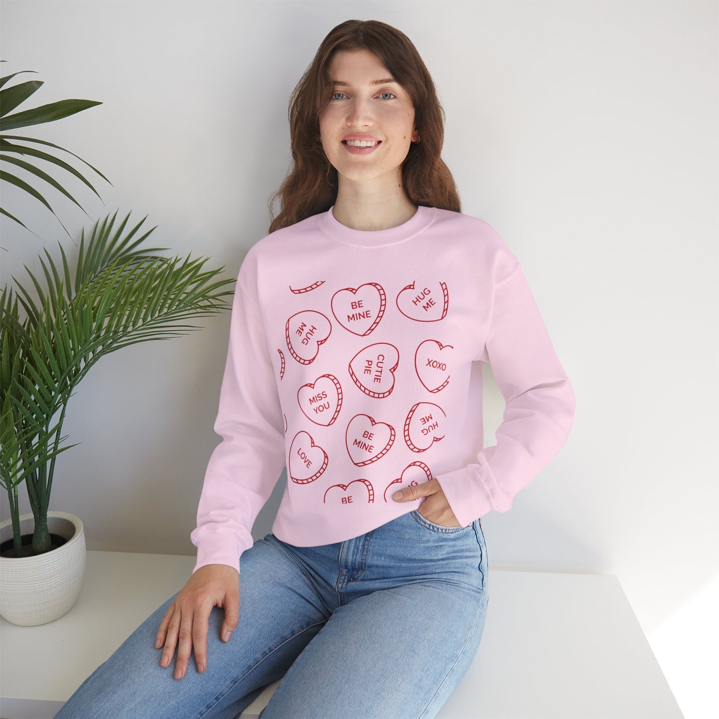 Candy Heart Crewneck Sweatshirt - Heart Design - Cute and Cozy