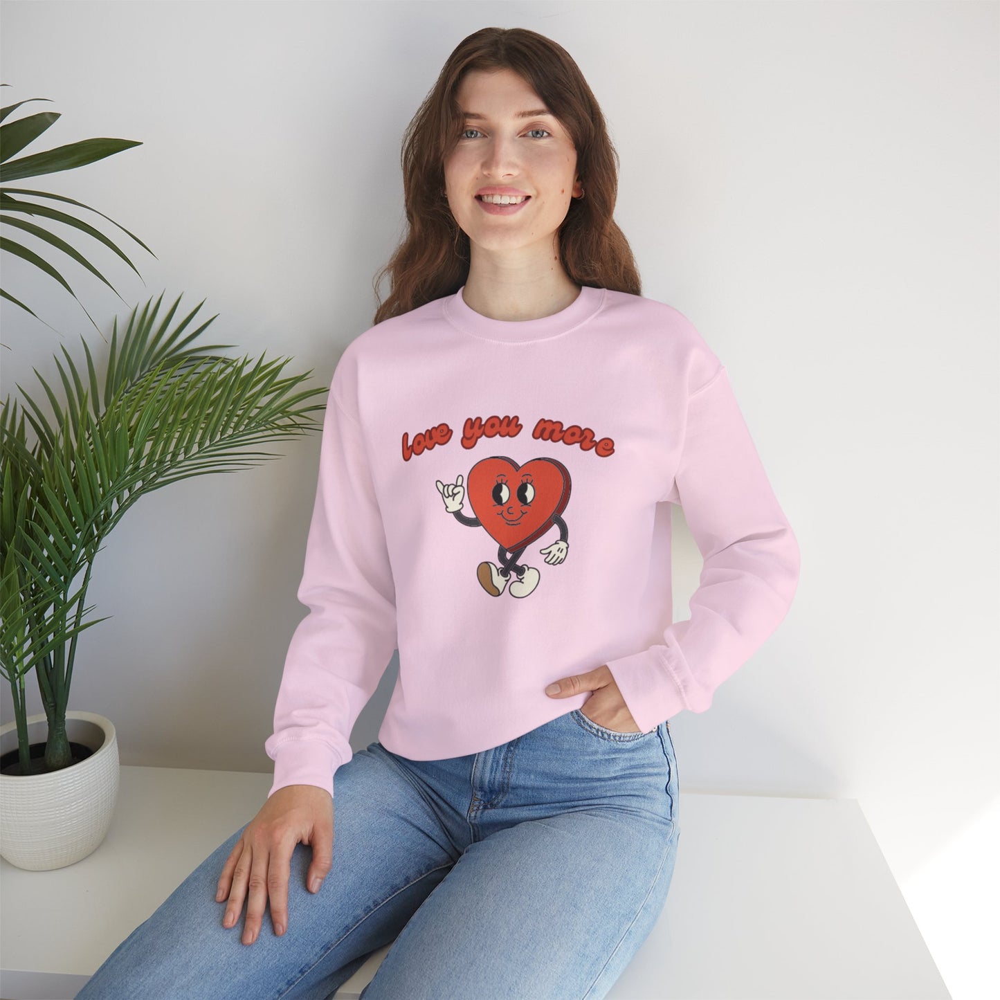 Love You More Heart Crewneck Sweatshirt | Unisex Valentine's Gift