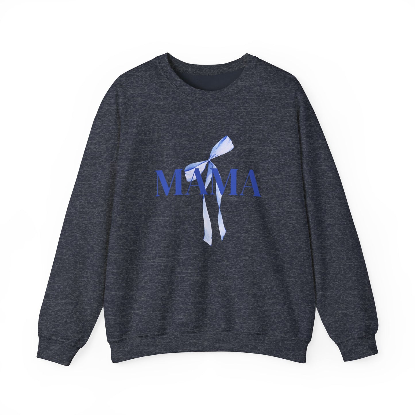Mama Blue Bow Sweatshirt - Stylish Unisex Heavy Blend™ Crewneck for Moms