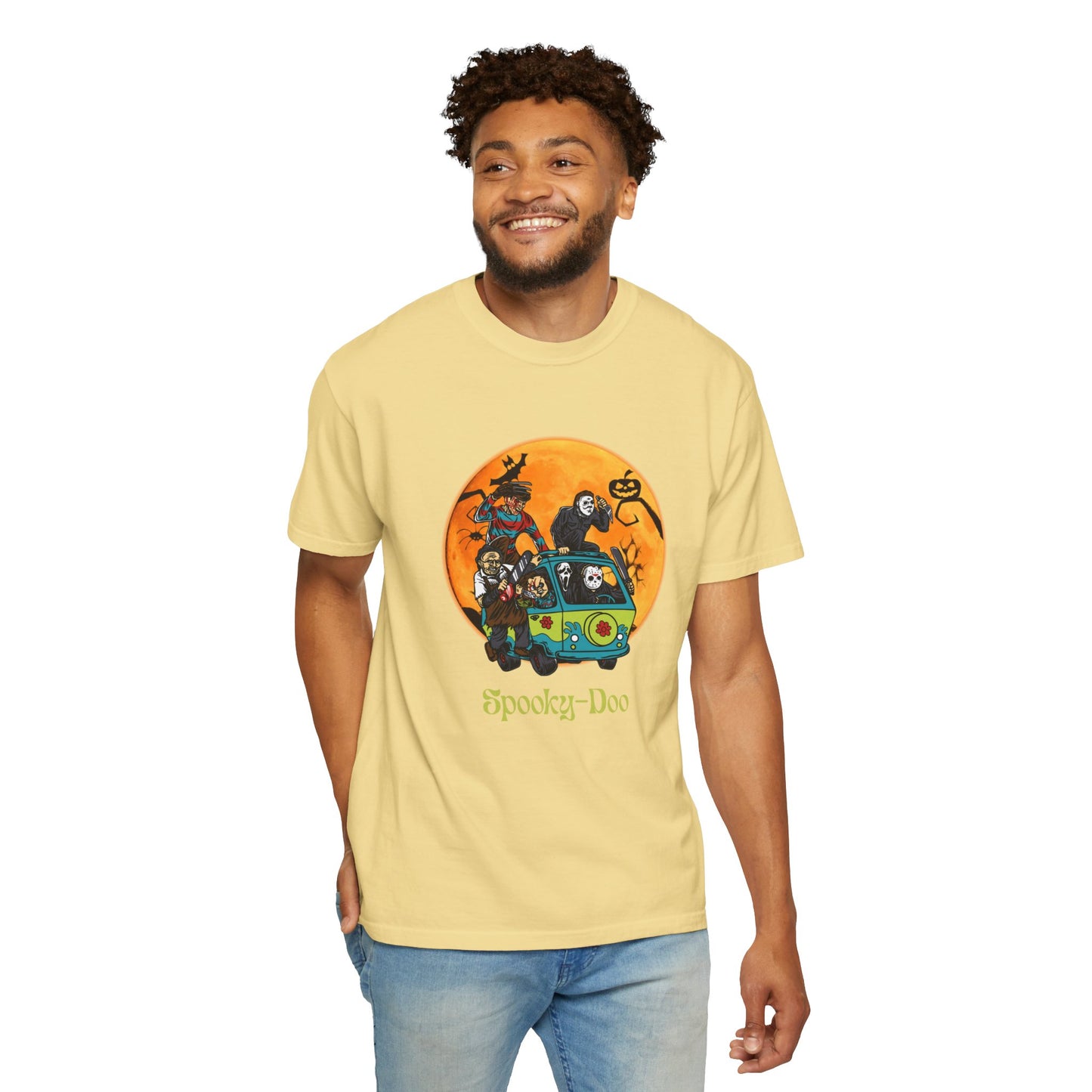 Spooky-Doo, Horror Characters, Unisex T-shirt for Halloween, Cozy Graphic Tee, Perfect for Costume Parties, Halloween Celebration, Gift for Fans