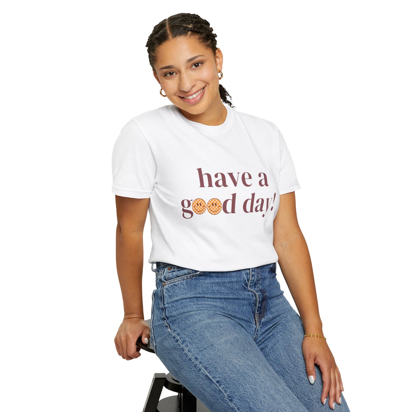 Positive Vibes T-Shirt with Smiley Face - Unisex Garment-Dyed Tee, Gift for Friends, Casual Everyday Wear, Birthday, Encouragement