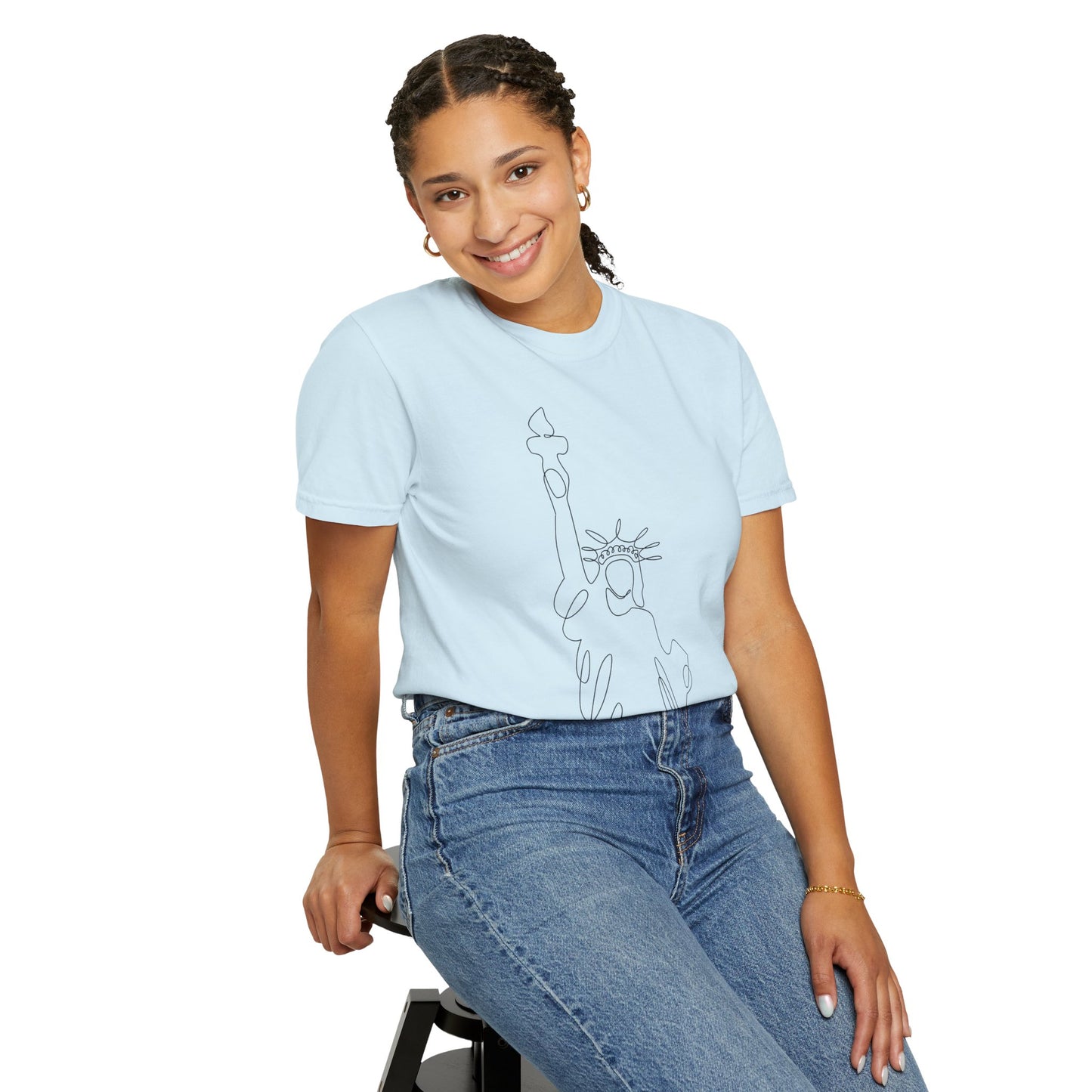 Statue of Liberty Line Art Unisex Jersey Tee - Minimalist Graphic T-Shirt