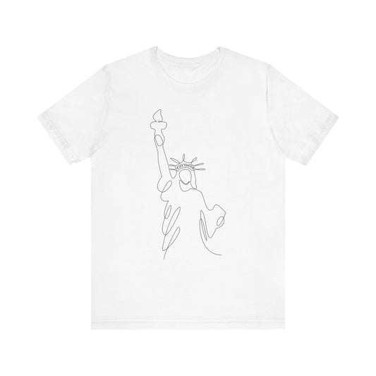 Statue of Liberty Line Art Unisex Jersey Tee - Minimalist Graphic T-Shirt