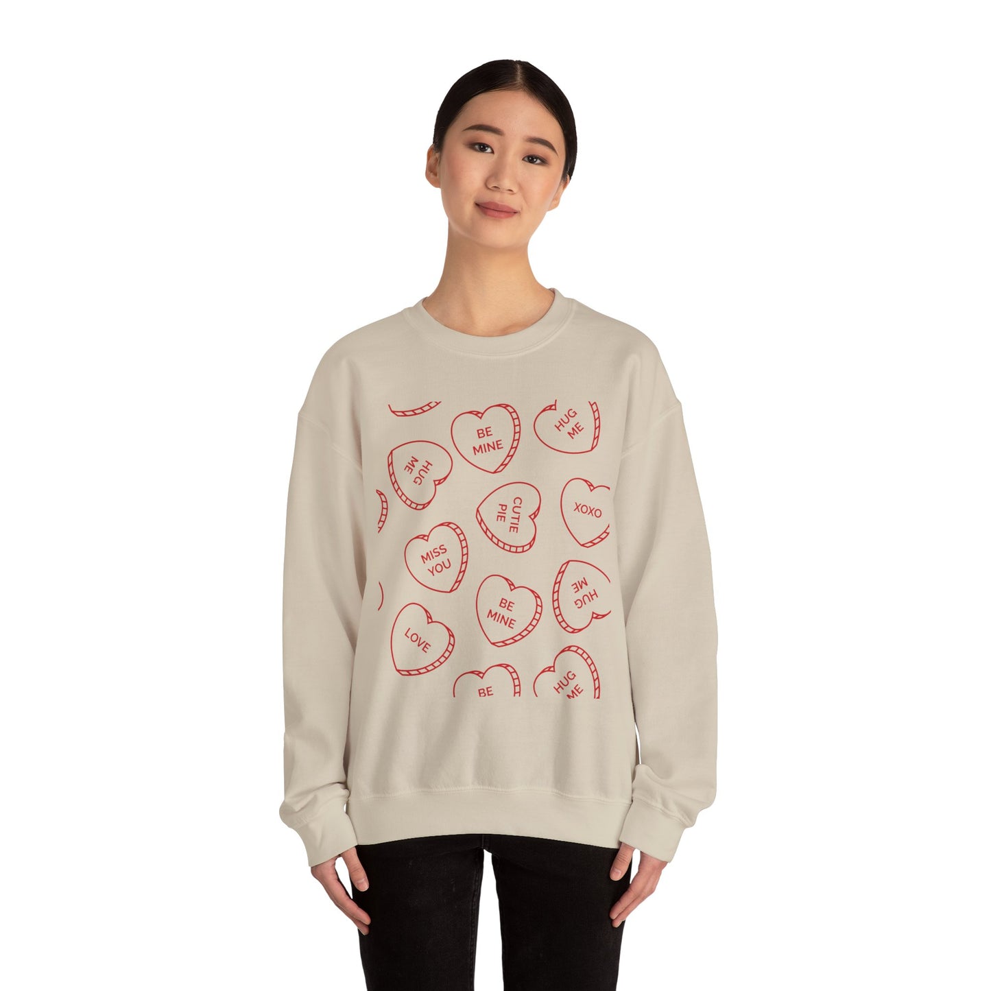 Candy Heart Crewneck Sweatshirt - Heart Design - Cute and Cozy