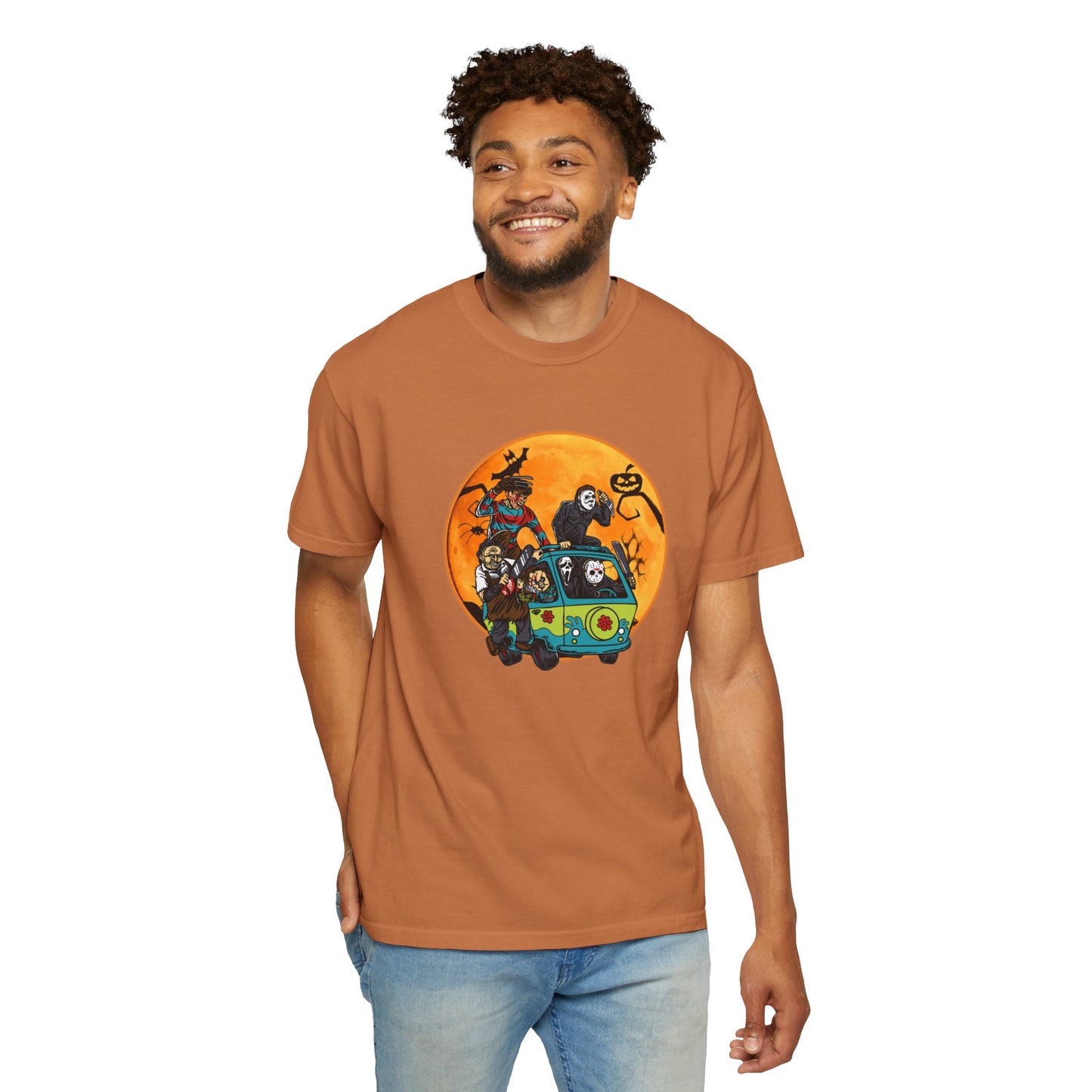 Spooky Adventure T-shirt - Unisex Garment-Dyed, Halloween Costume, Fun Graphic Tee, Festive Outfit, Casual Wear, Gift Idea