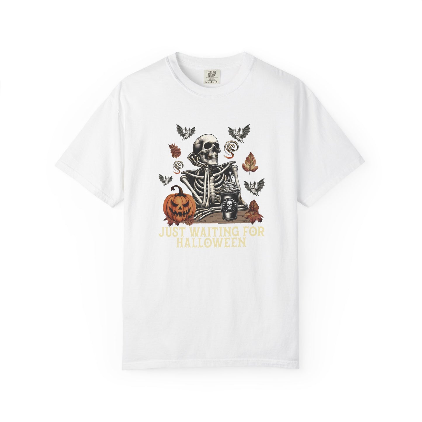 Halloween Skeleton Graphic Tee | Just Waiting for Halloween | Unisex Spooky T-shirt, Fall Fashion, Halloween Costume, Festive Apparel