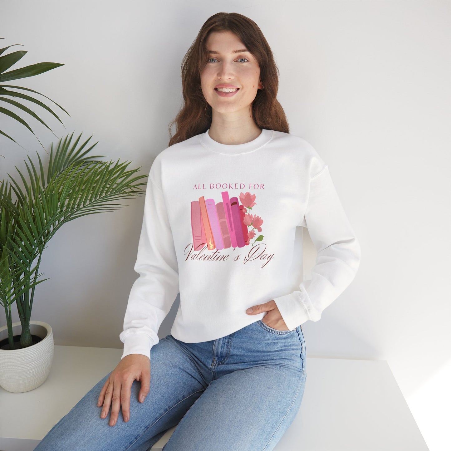 Valentine's Day Book Lover Crewneck Sweatshirt - All Booked