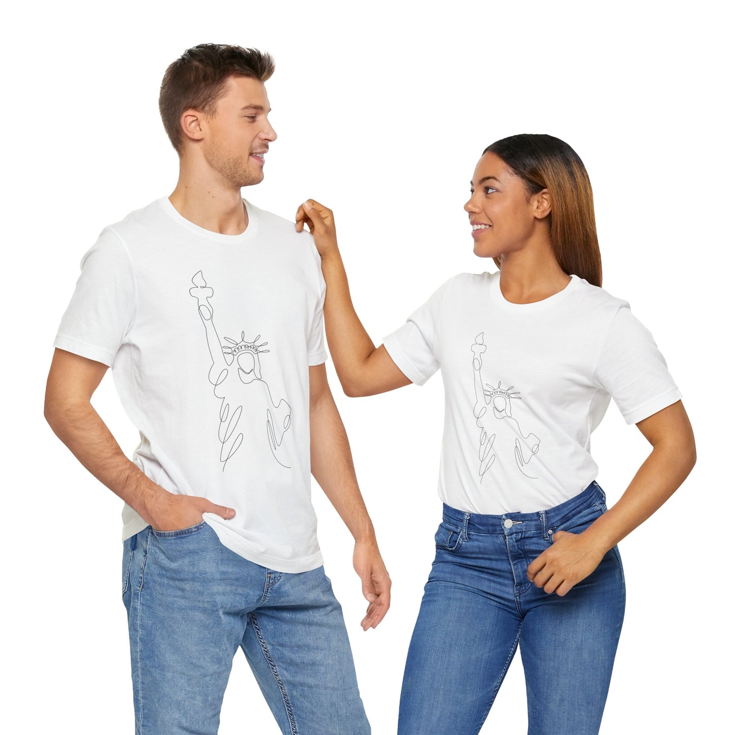 Statue of Liberty Line Art Unisex Jersey Tee - Minimalist Graphic T-Shirt