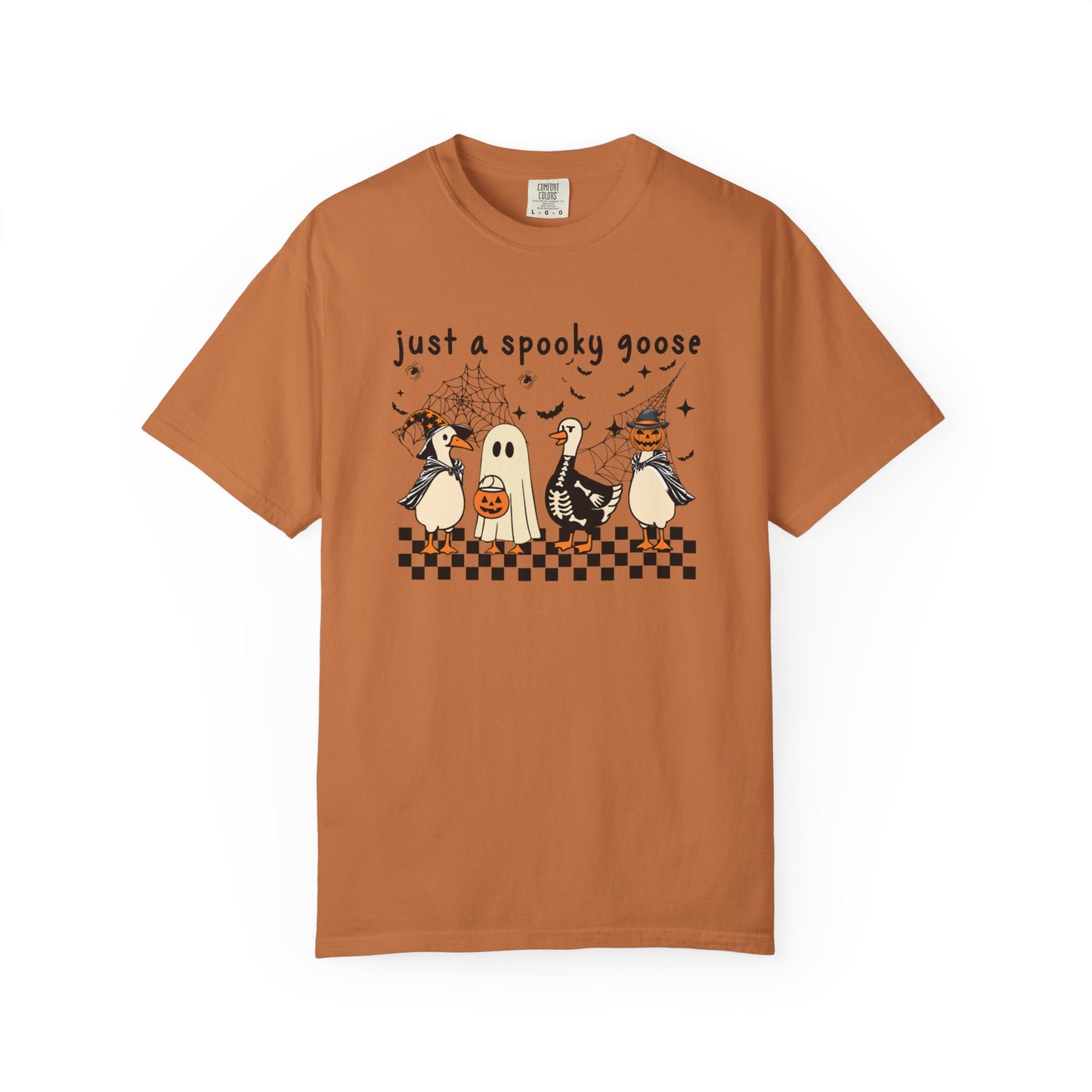 Just a Spooky Goose Halloween T-Shirt | Unisex Garment-Dyed Tee, Thanksgiving, Fall Fashion, Cute Halloween Gift, Seasonal Apparel