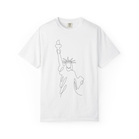 Statue of Liberty Line Art Unisex Jersey Tee - Minimalist Graphic T-Shirt