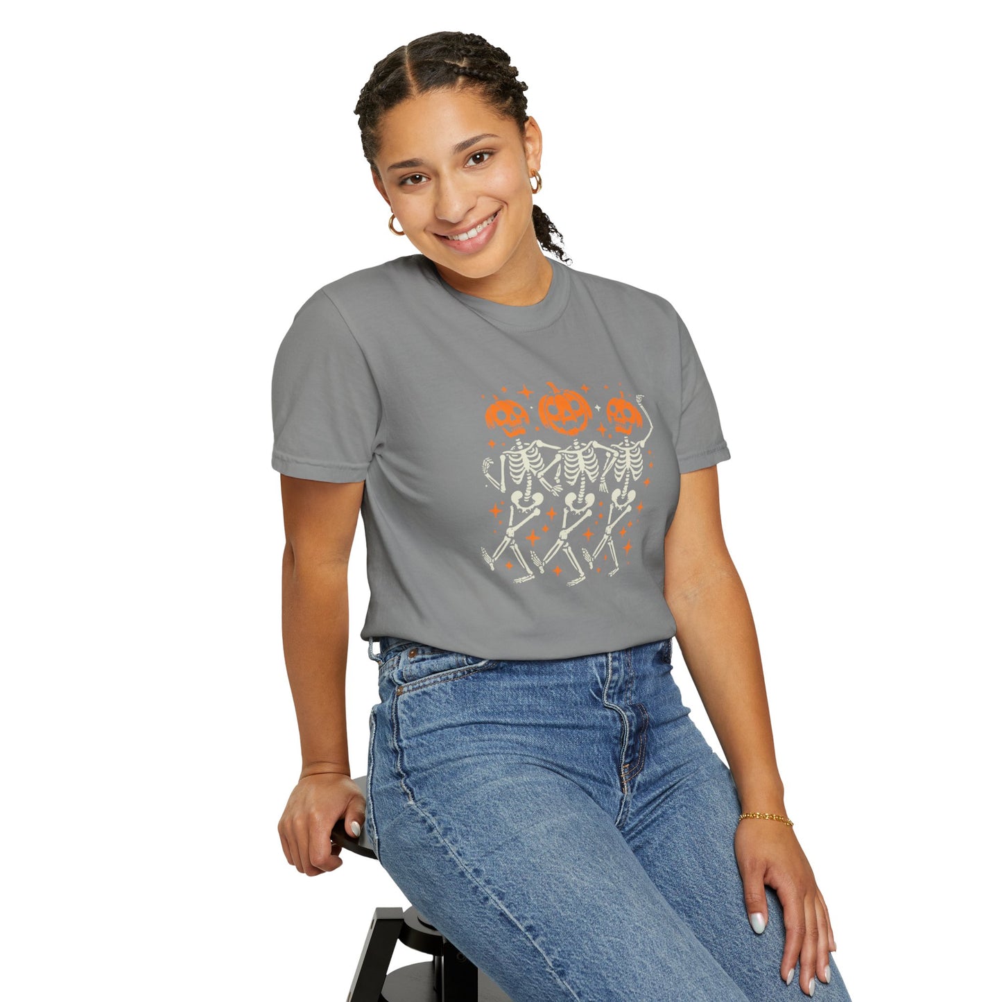 Spooky Pumpkin Skeleton Dancing Unisex T-shirt, Halloween T-shirt, Cute Fall Shirt, Pumpkin Graphic Tee, Autumn Apparel, Trick or Treat Tee