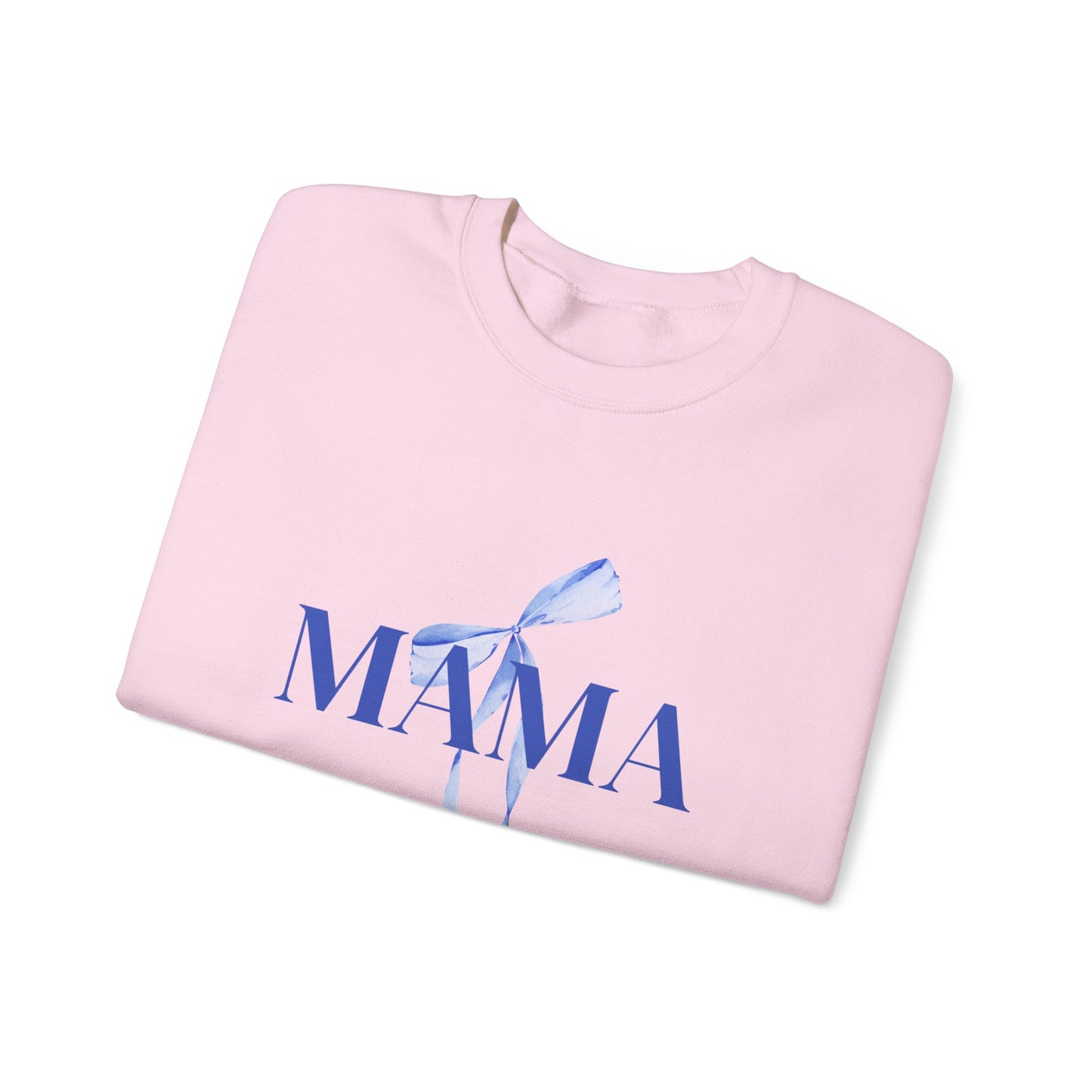 Mama Blue Bow Sweatshirt - Stylish Unisex Heavy Blend™ Crewneck for Moms