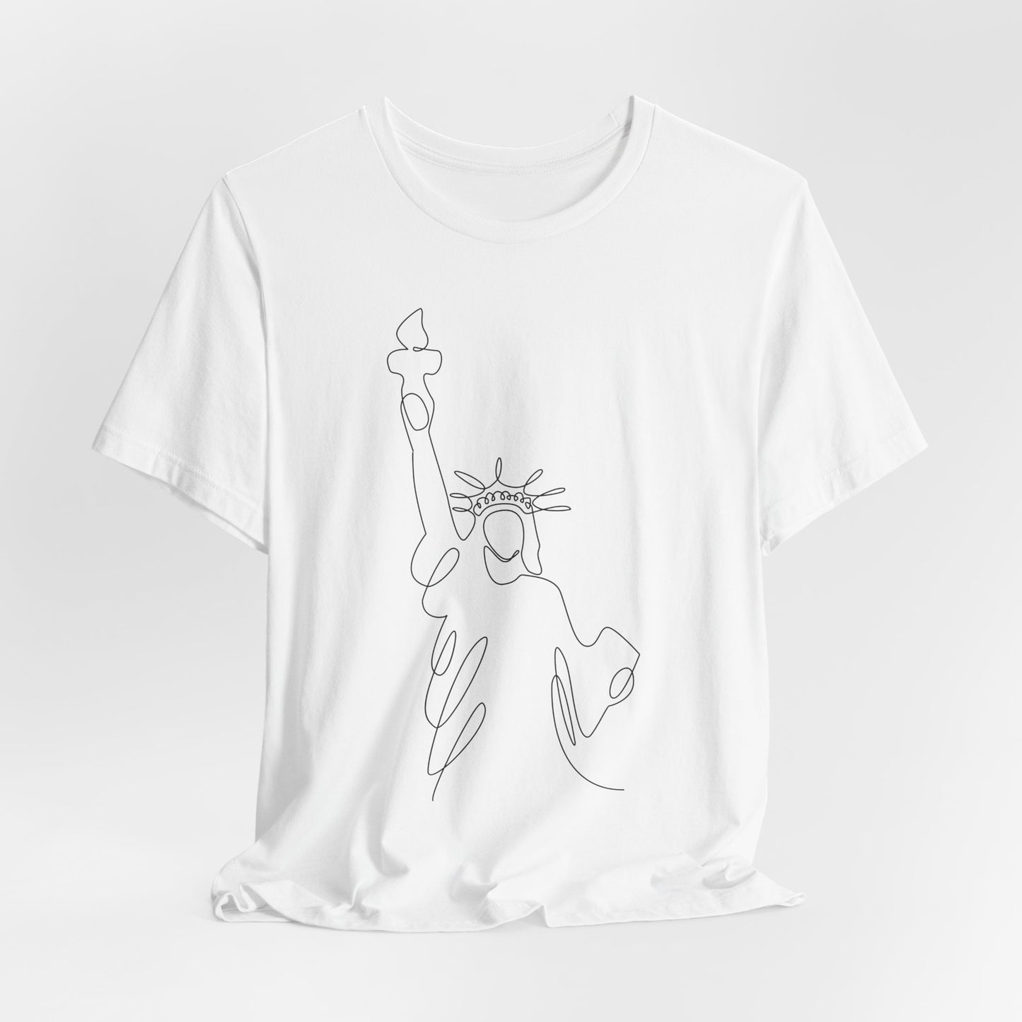 Statue of Liberty Line Art Unisex Jersey Tee - Minimalist Graphic T-Shirt