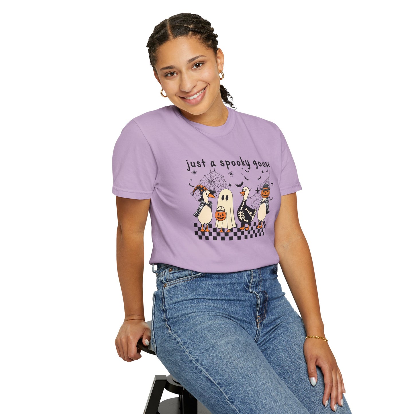 Just a Spooky Goose Halloween T-Shirt | Unisex Garment-Dyed Tee, Thanksgiving, Fall Fashion, Cute Halloween Gift, Seasonal Apparel