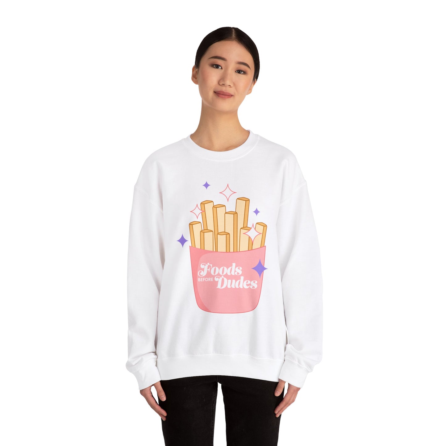 Funny Foodie Crewneck Sweatshirt - 'Foods Before Dudes'