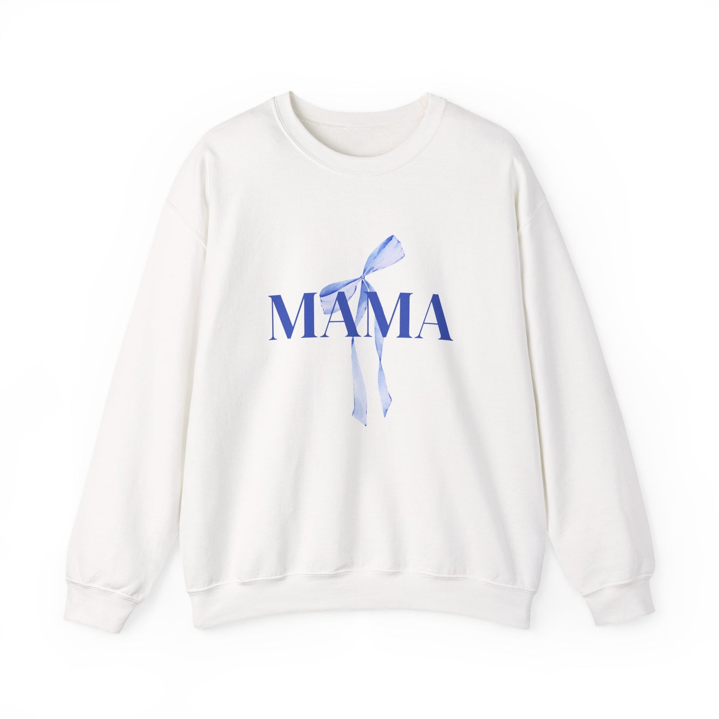 Mama Blue Bow Sweatshirt - Stylish Unisex Heavy Blend™ Crewneck for Moms