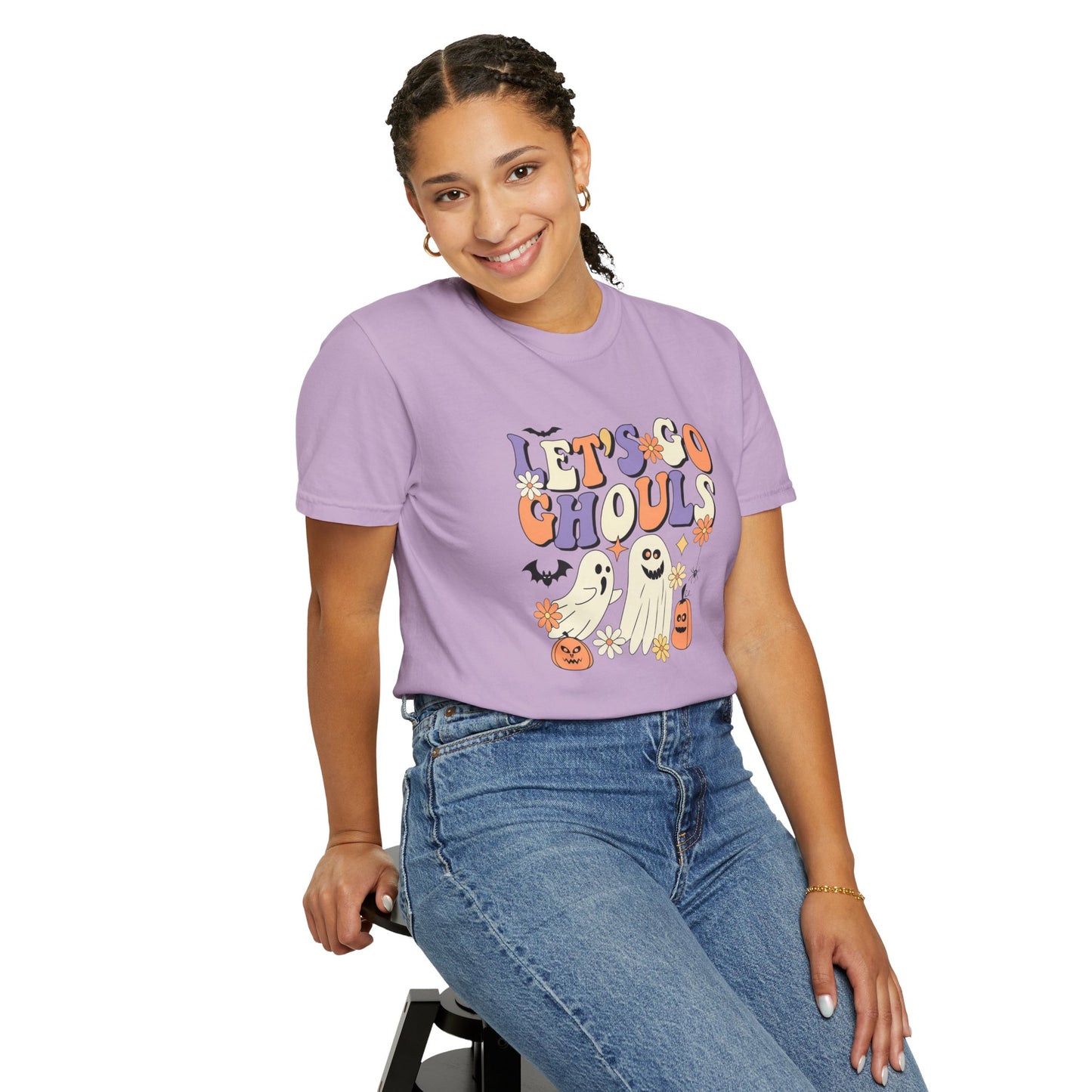 Let's Go Ghouls Halloween T-Shirt, Unisex Garment-Dyed Tee for Spooky Season, October Celebrations, Halloween Party Shirt, Ghostly Graphics
