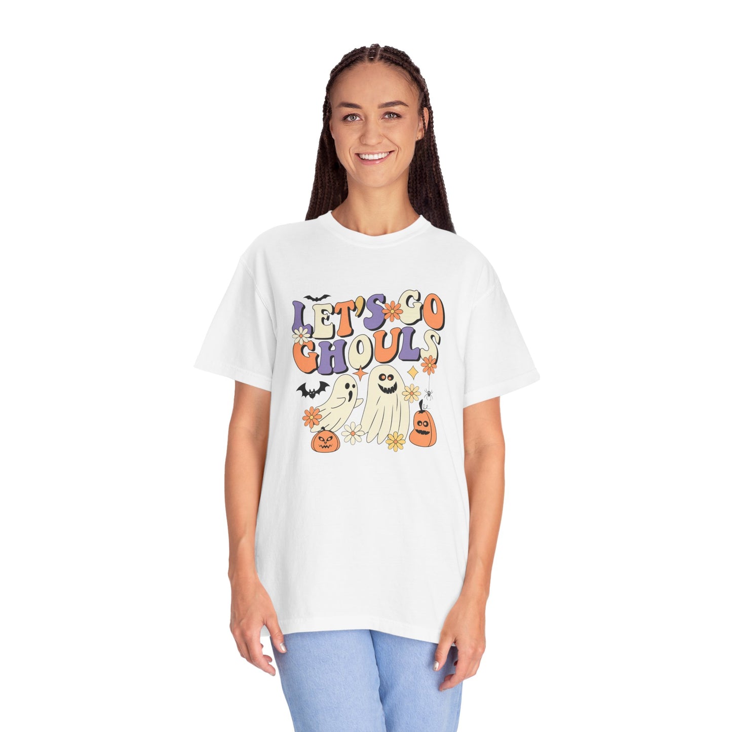 Let's Go Ghouls Halloween T-Shirt, Unisex Garment-Dyed Tee for Spooky Season, October Celebrations, Halloween Party Shirt, Ghostly Graphics