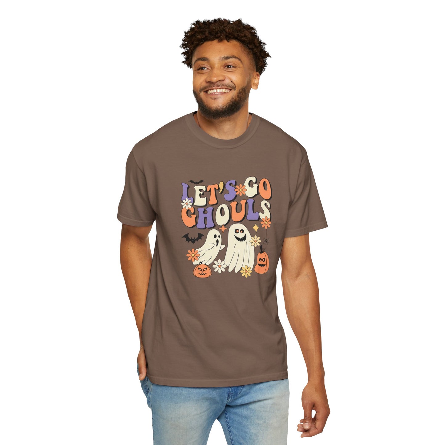 Let's Go Ghouls Halloween T-Shirt, Unisex Garment-Dyed Tee for Spooky Season, October Celebrations, Halloween Party Shirt, Ghostly Graphics