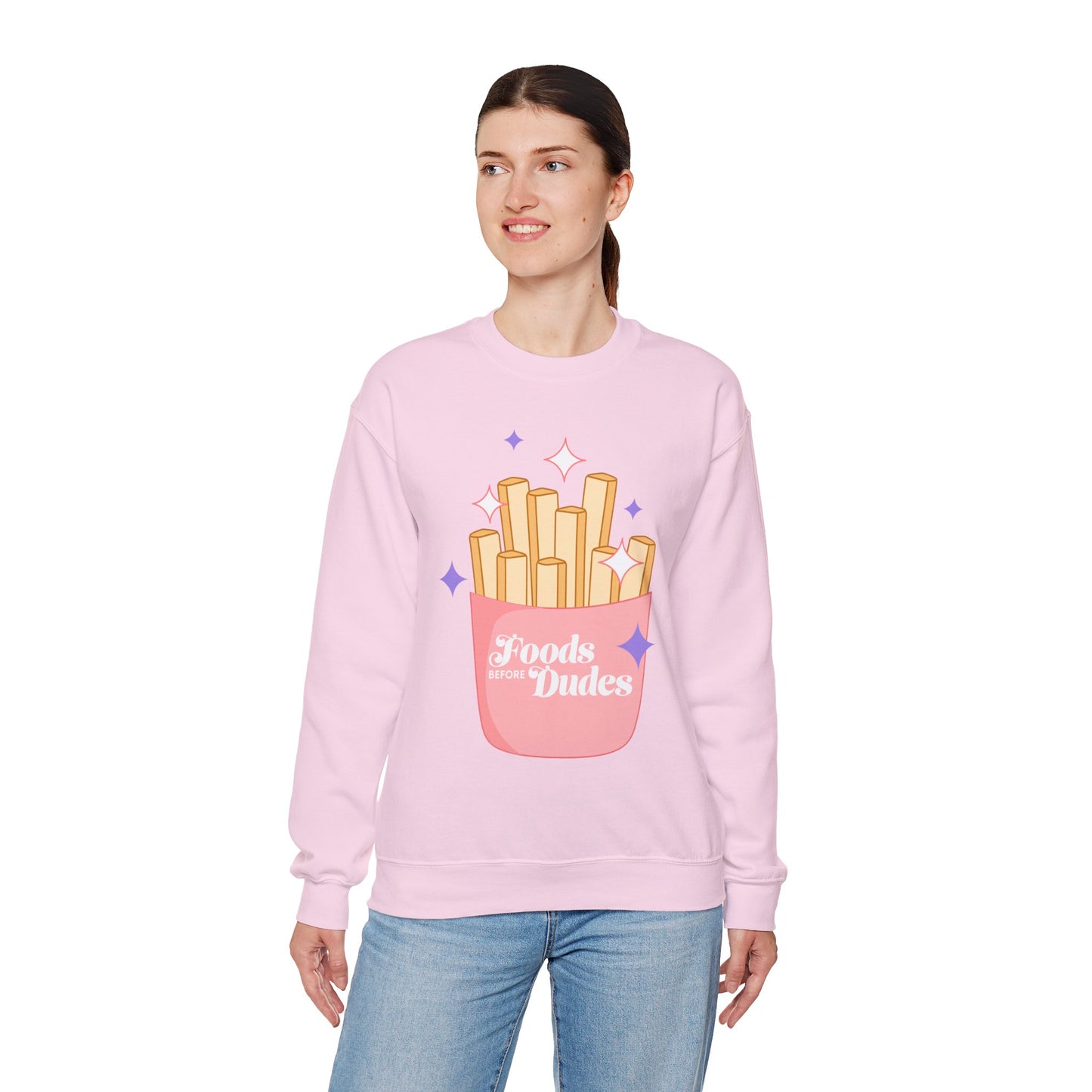 Funny Foodie Crewneck Sweatshirt - 'Foods Before Dudes'