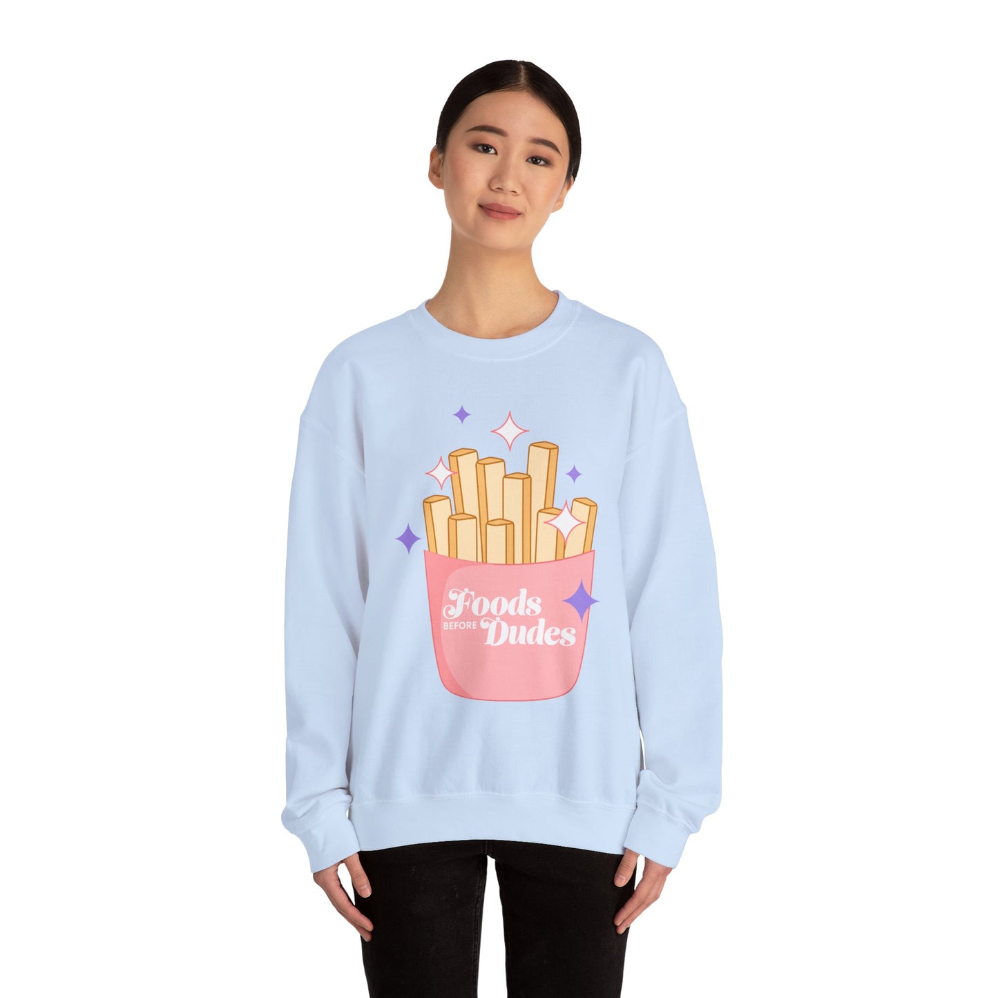 Funny Foodie Crewneck Sweatshirt - 'Foods Before Dudes'