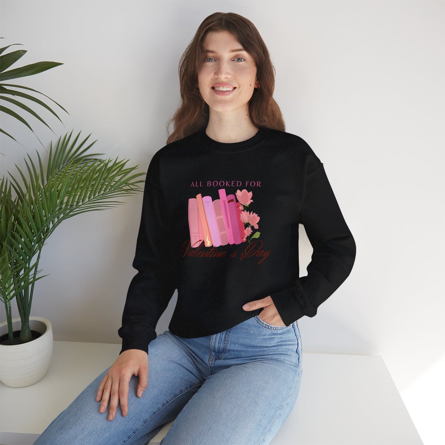 Valentine's Day Book Lover Crewneck Sweatshirt - All Booked