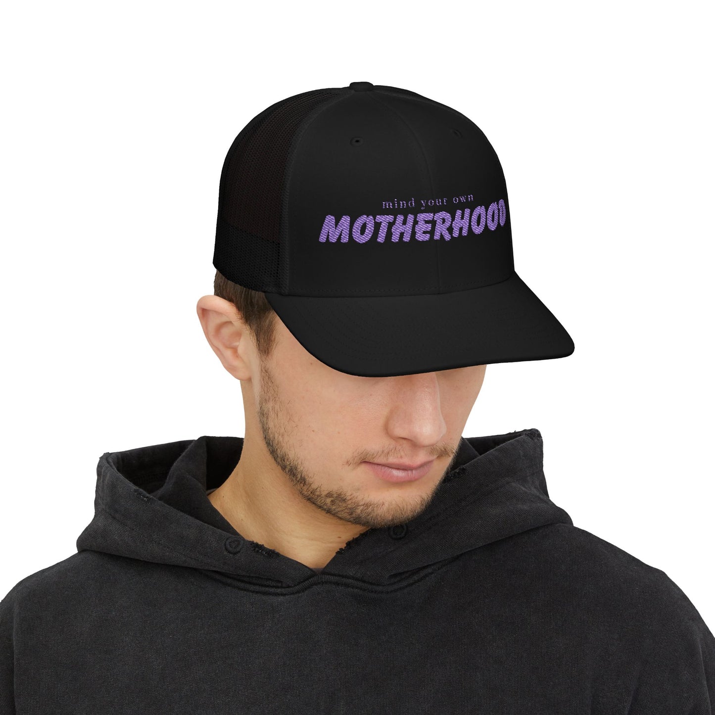 Mind Your Own Motherhood Snapback Trucker Cap - Fun Gift for Moms, Adjustable Hat, Casual Style, Unique Trendy Accessories