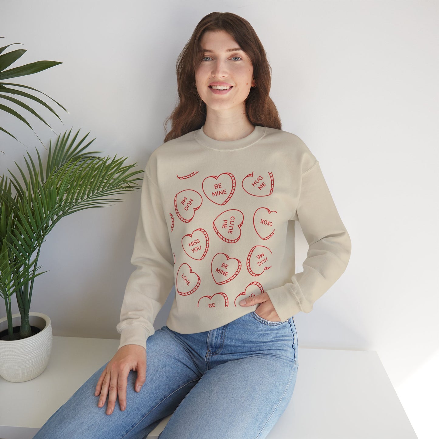 Candy Heart Crewneck Sweatshirt - Heart Design - Cute and Cozy