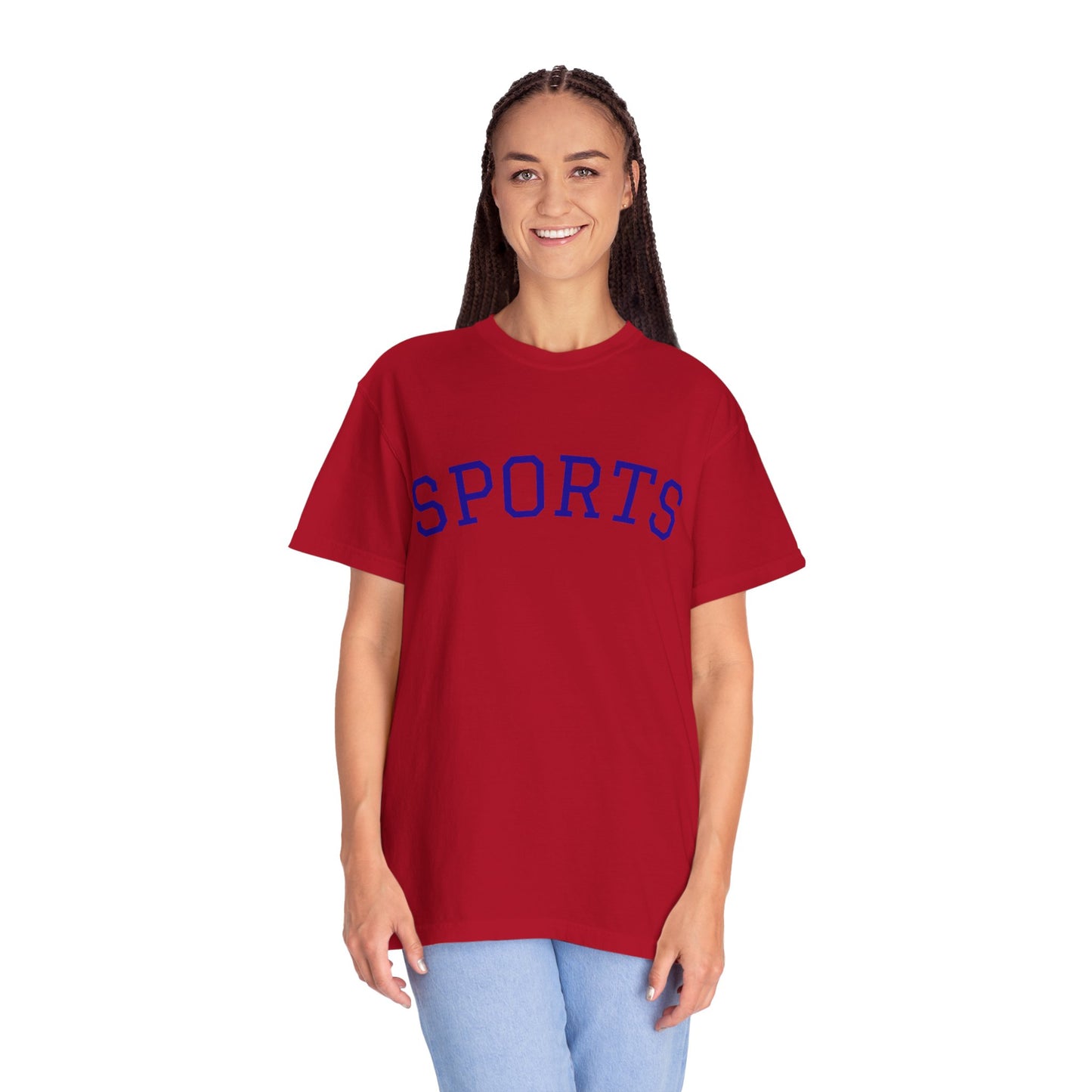 Sports Unisex Garment-Dyed T-shirt, Casual Wear, Workout Top, Gift for Sports Lovers, Athletic Apparel, Summer Tee
