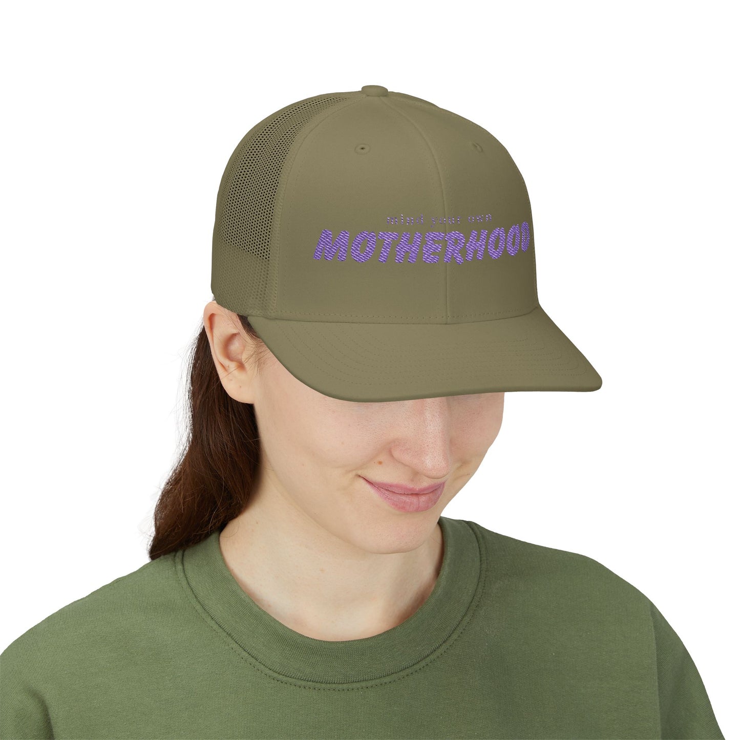 Mind Your Own Motherhood Snapback Trucker Cap - Fun Gift for Moms, Adjustable Hat, Casual Style, Unique Trendy Accessories