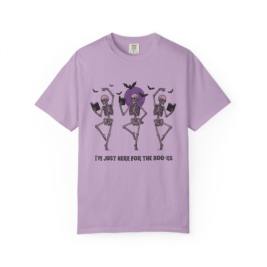 Halloween Skeleton T-Shirt, Unisex Spooky Tee, I'm Just Here for the Boo-ks, Cute Halloween Shirt, Festive Fall Wear