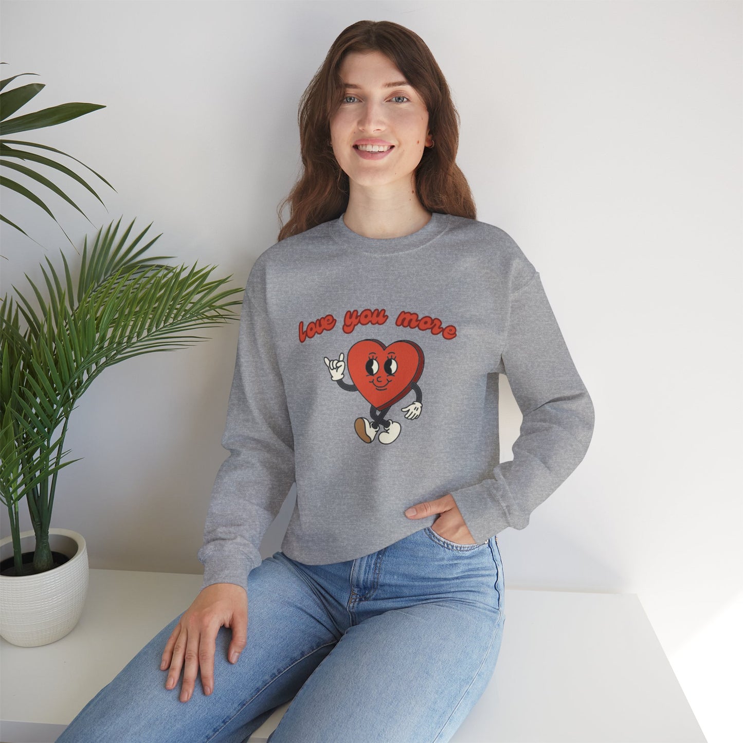Love You More Heart Crewneck Sweatshirt | Unisex Valentine's Gift