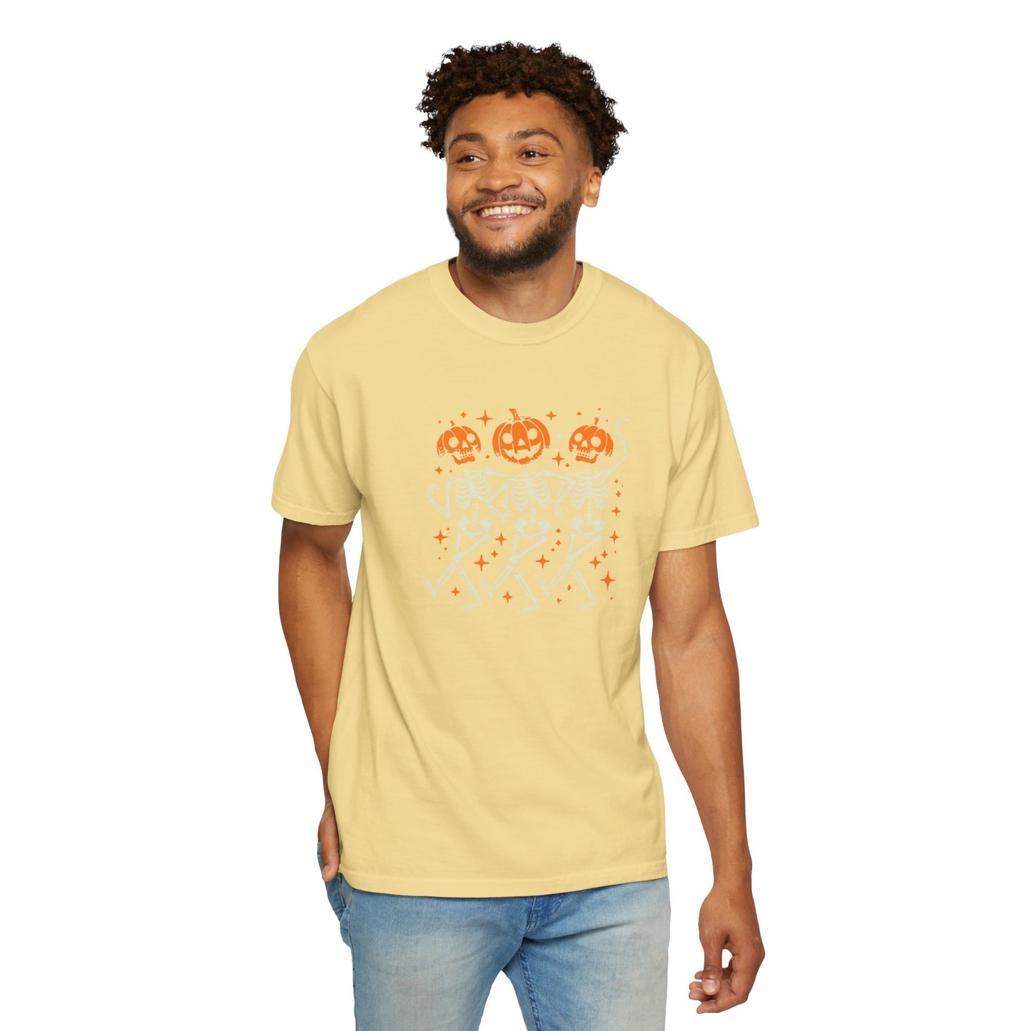 Spooky Pumpkin Skeleton Dancing Unisex T-shirt, Halloween T-shirt, Cute Fall Shirt, Pumpkin Graphic Tee, Autumn Apparel, Trick or Treat Tee