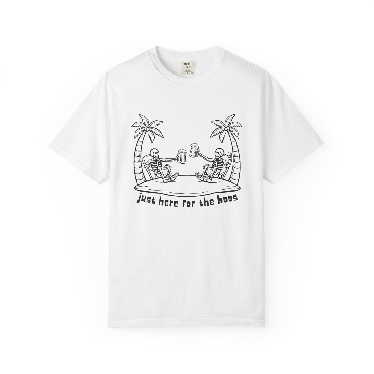 T-Shirt featuring 'Just Here for the Booze' Design for Fun-loving Spirits, Partywear, Gift for Friends, Casual Outing, Beach Vibes, [...]