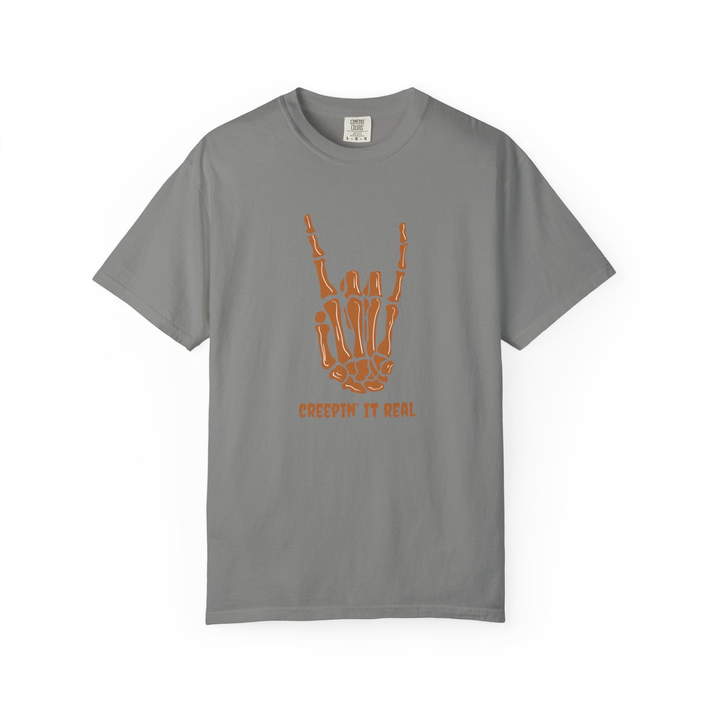 Unisex Skeleton Rock Hand T-Shirt, Creepin It Real Tee, Halloween Apparel, Festival Shirt, Music Lover Gift