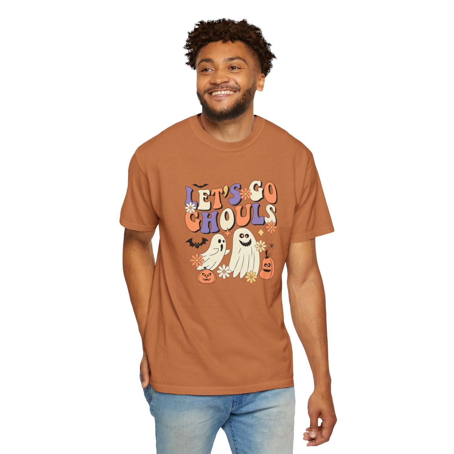 Let's Go Ghouls Halloween T-Shirt, Unisex Garment-Dyed Tee for Spooky Season, October Celebrations, Halloween Party Shirt, Ghostly Graphics
