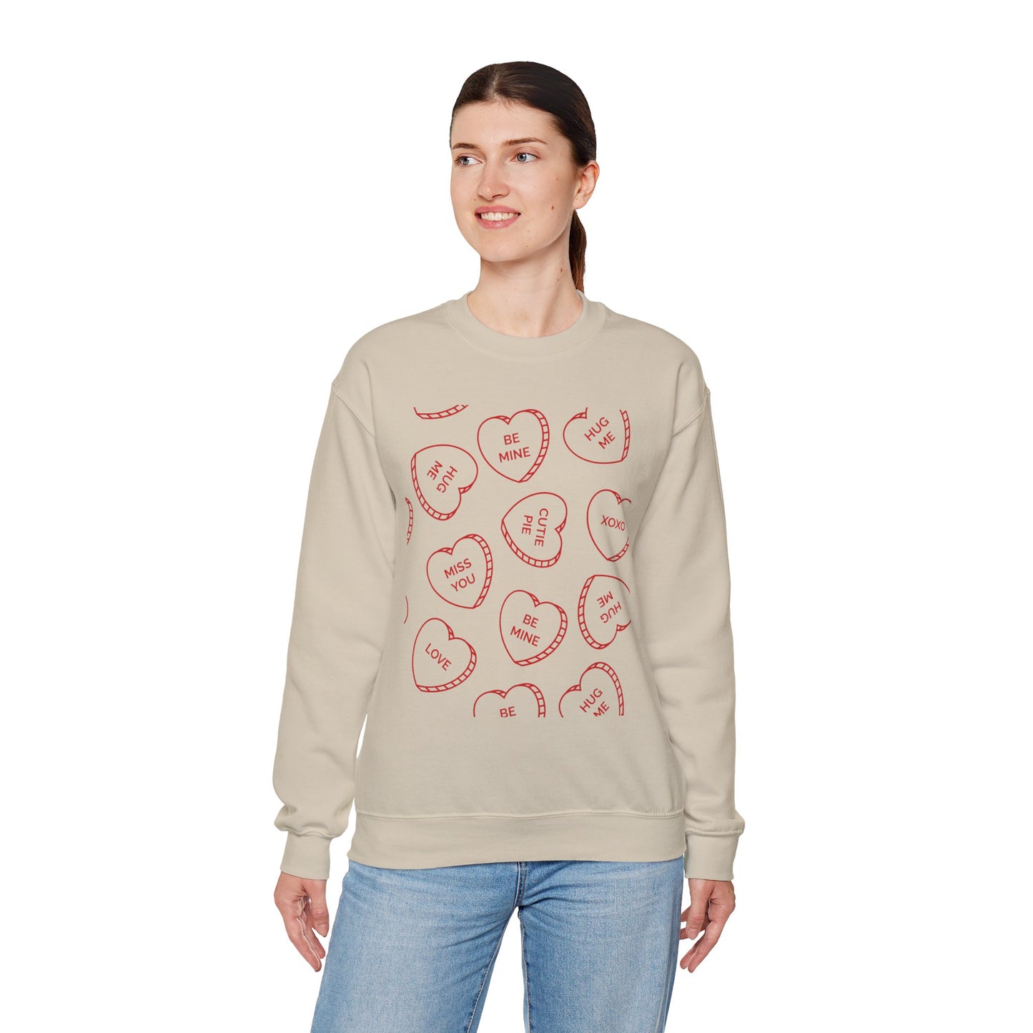 Candy Heart Crewneck Sweatshirt - Heart Design - Cute and Cozy