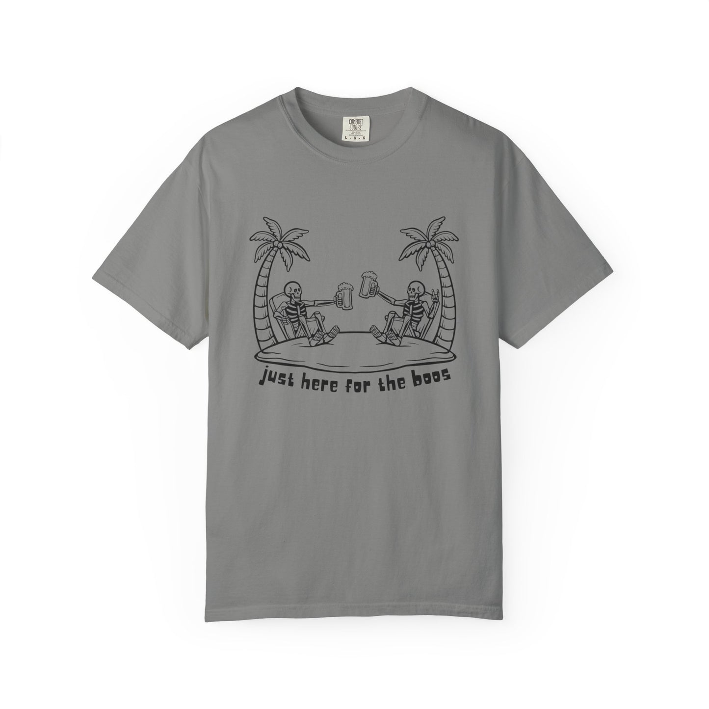T-Shirt featuring 'Just Here for the Booze' Design for Fun-loving Spirits, Partywear, Gift for Friends, Casual Outing, Beach Vibes, [...]