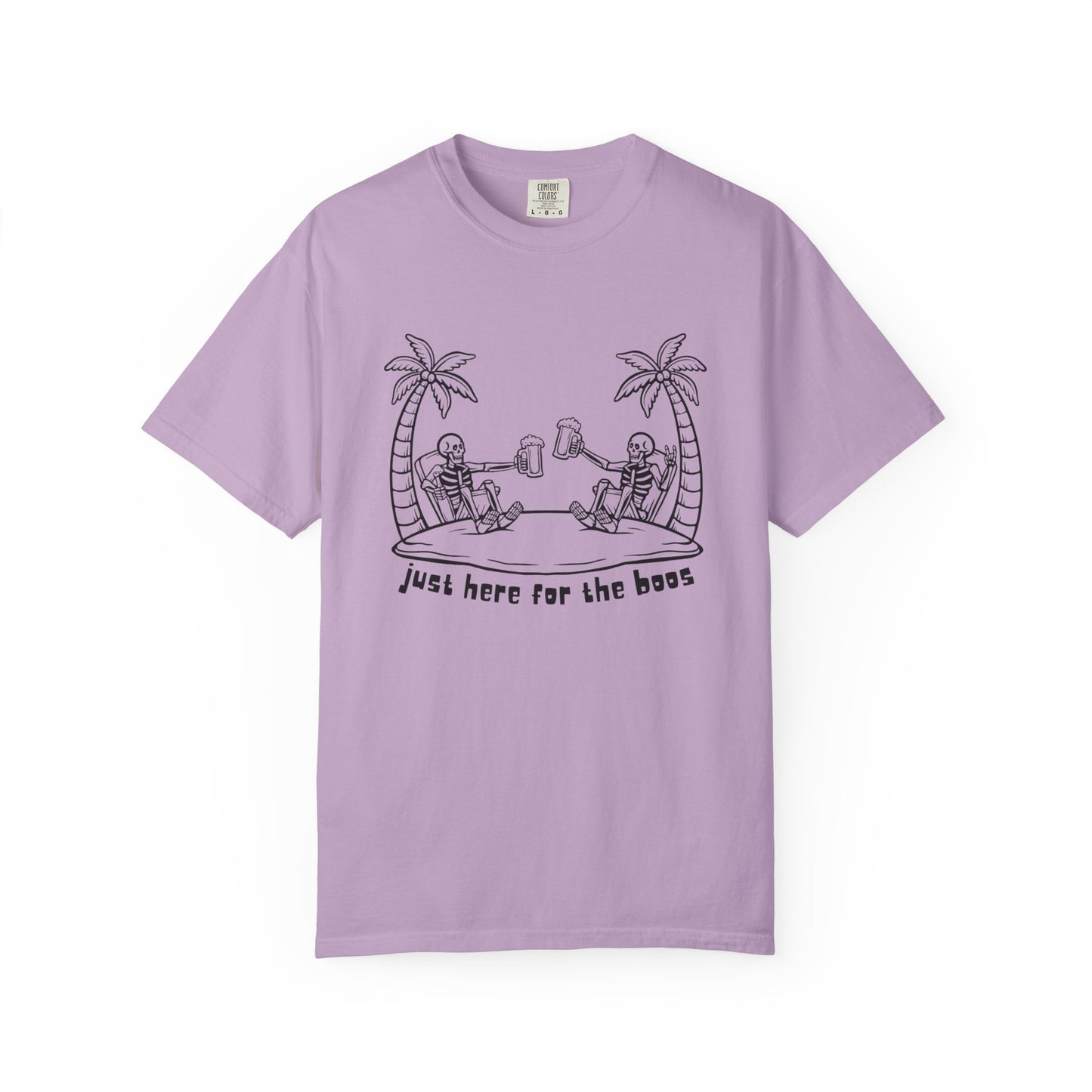 T-Shirt featuring 'Just Here for the Booze' Design for Fun-loving Spirits, Partywear, Gift for Friends, Casual Outing, Beach Vibes, [...]