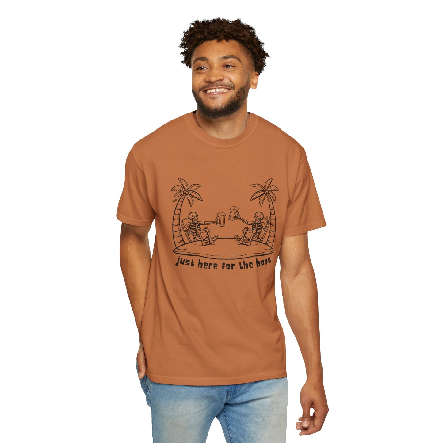 T-Shirt featuring 'Just Here for the Booze' Design for Fun-loving Spirits, Partywear, Gift for Friends, Casual Outing, Beach Vibes, [...]
