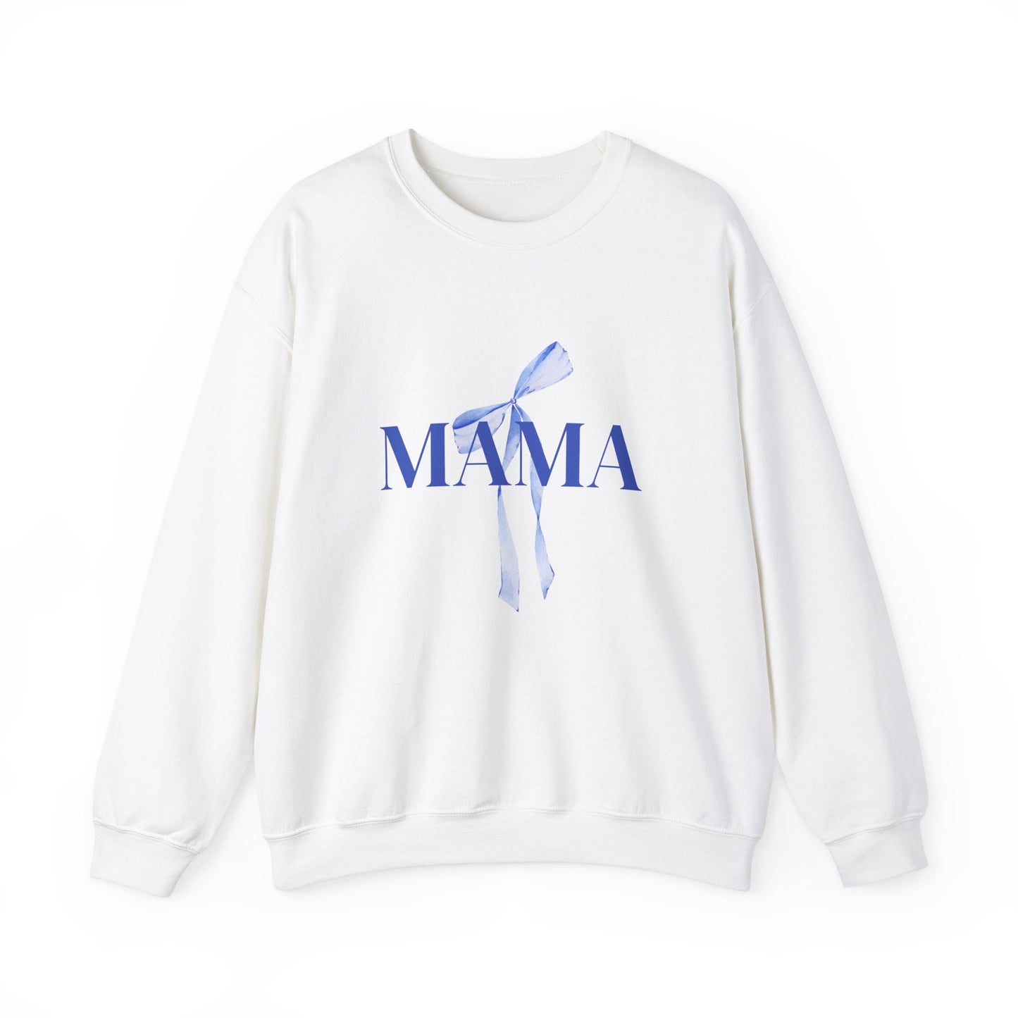 Mama Blue Bow Sweatshirt - Stylish Unisex Heavy Blend™ Crewneck for Moms