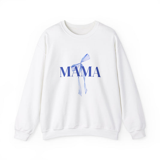 Mama Blue Bow Sweatshirt - Stylish Unisex Heavy Blend™ Crewneck for Moms