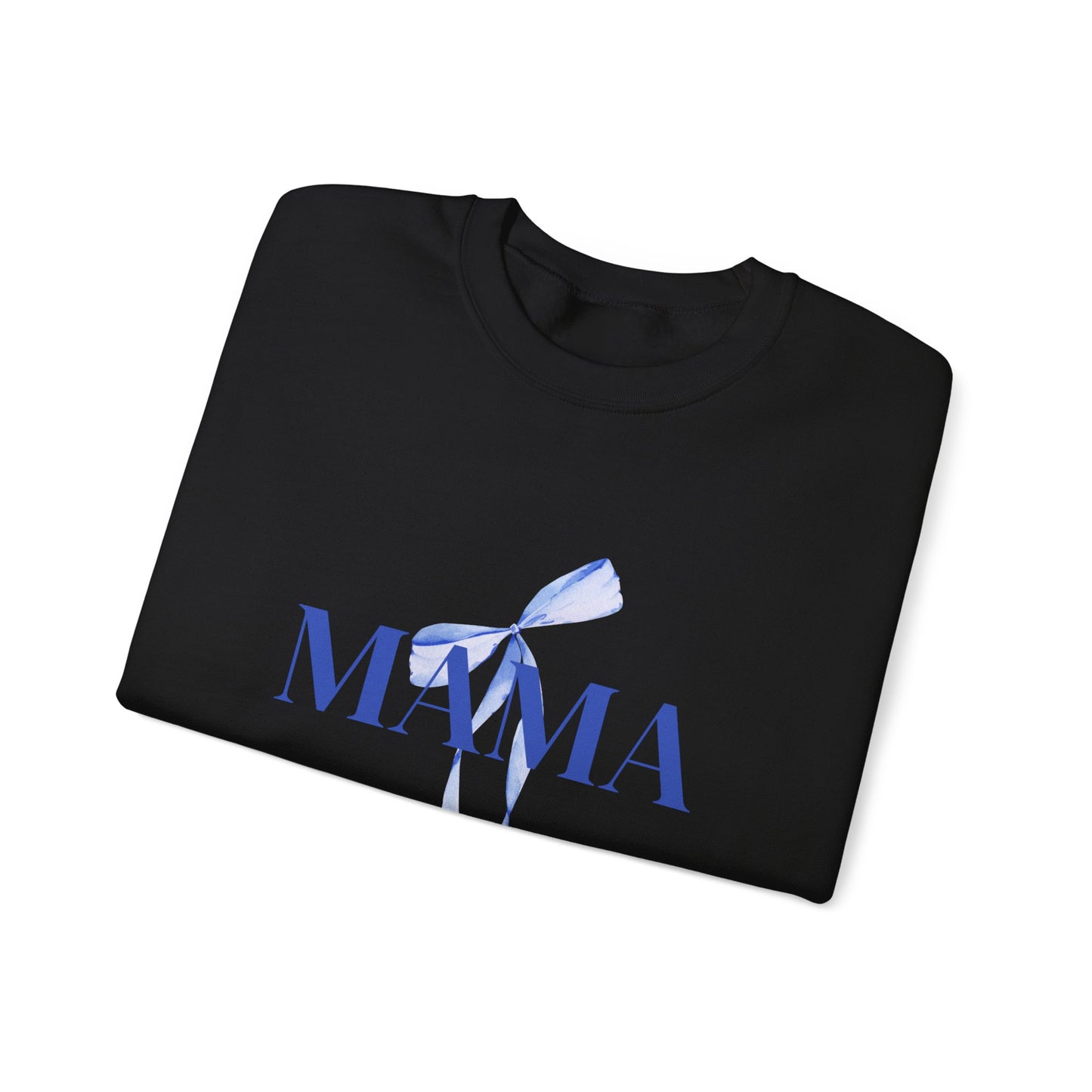 Mama Blue Bow Sweatshirt - Stylish Unisex Heavy Blend™ Crewneck for Moms